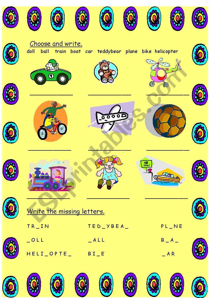 TOYS worksheet