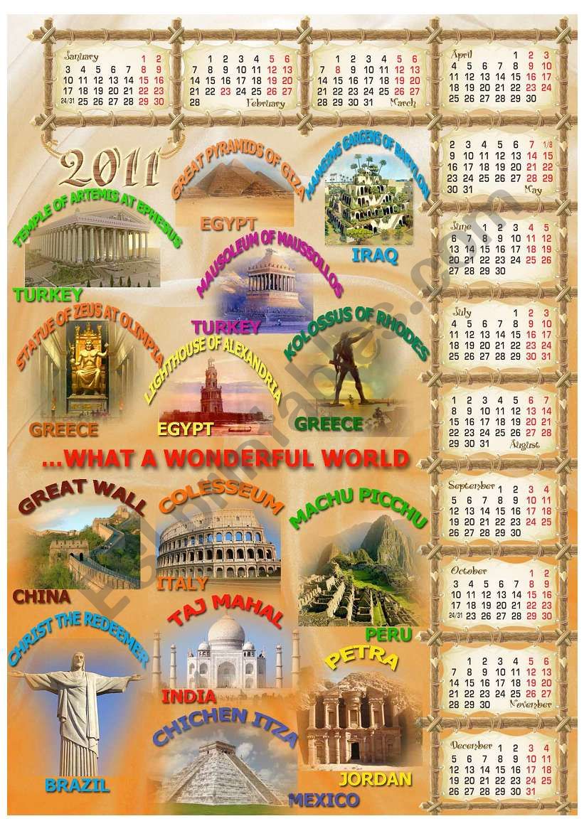 2011 Calendar worksheet