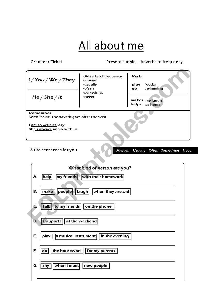 all about me worksheet