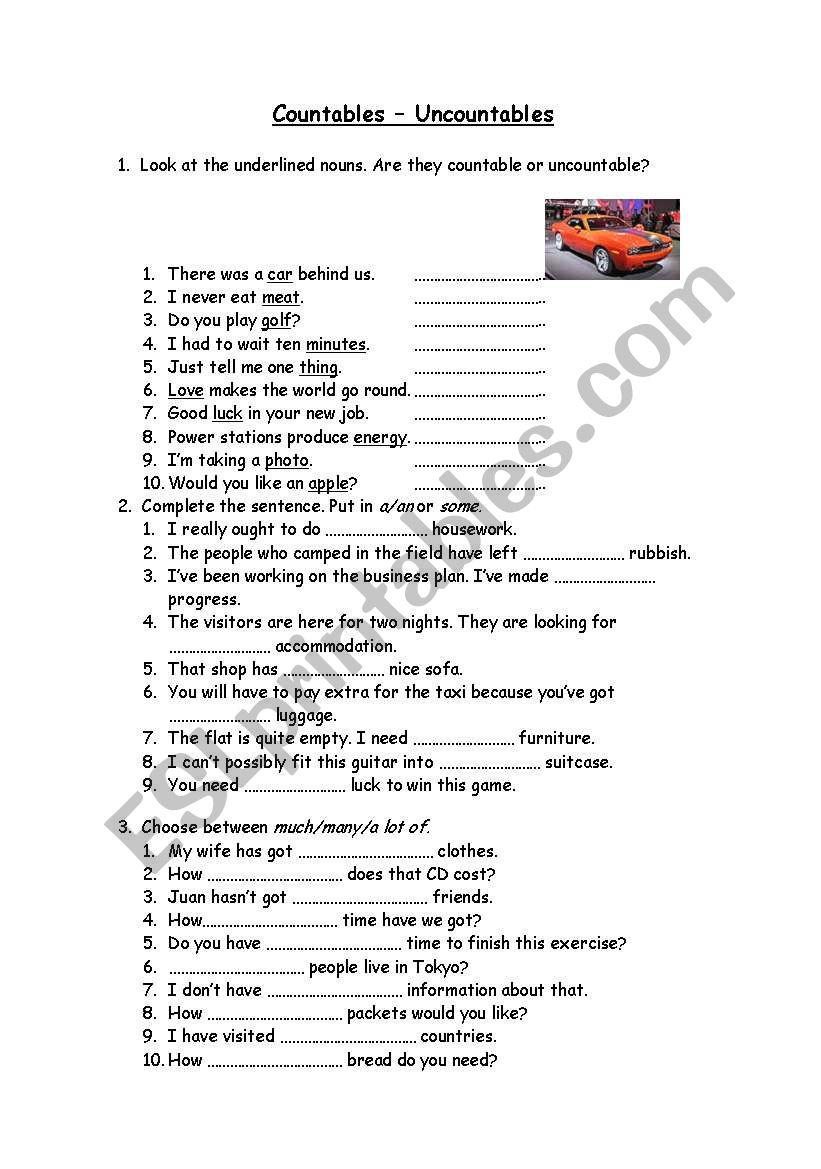 countables un countables worksheet