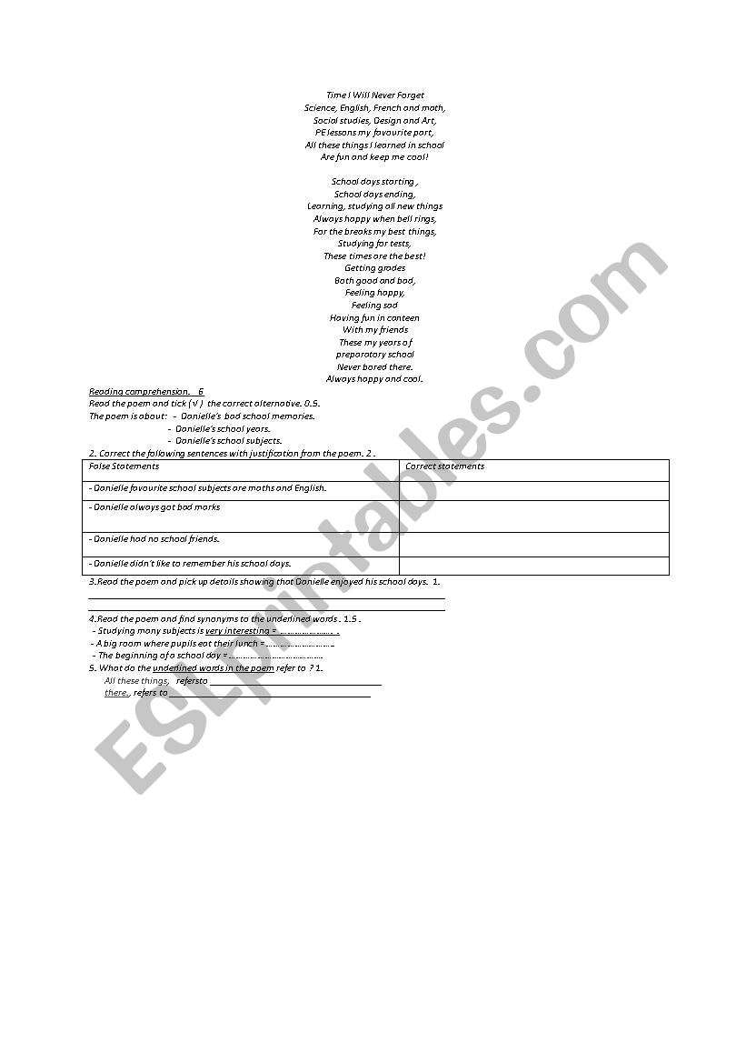  test for 8th form pupils. worksheet