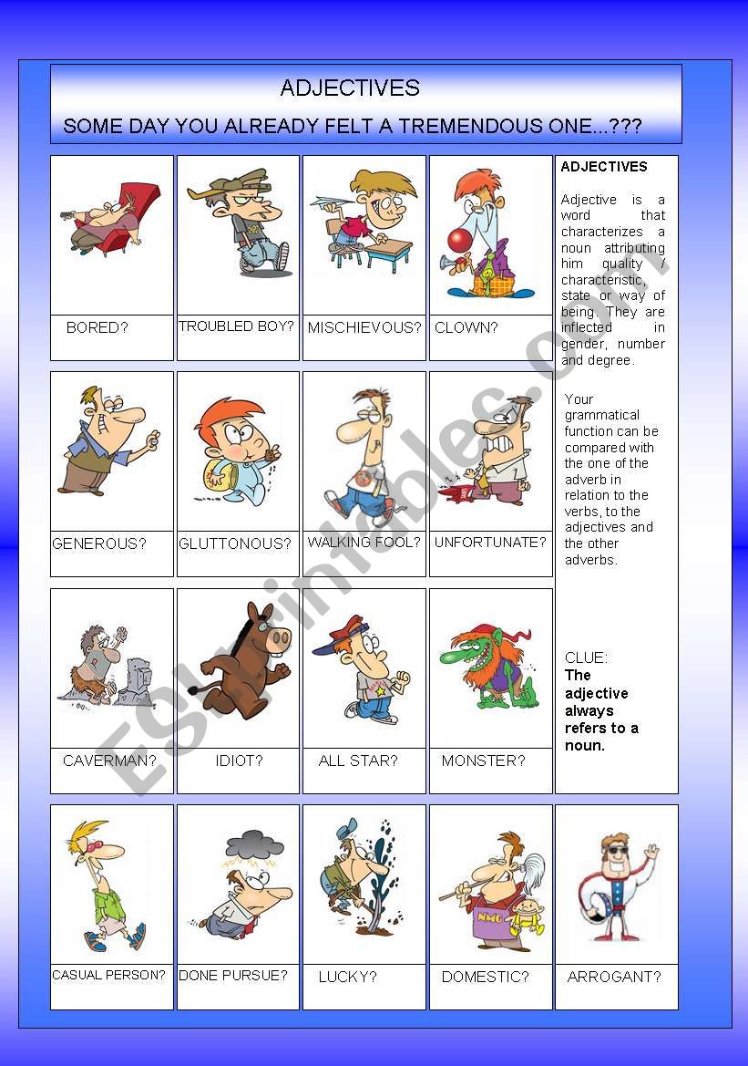 ADJECTIVES - EDITABLE. worksheet