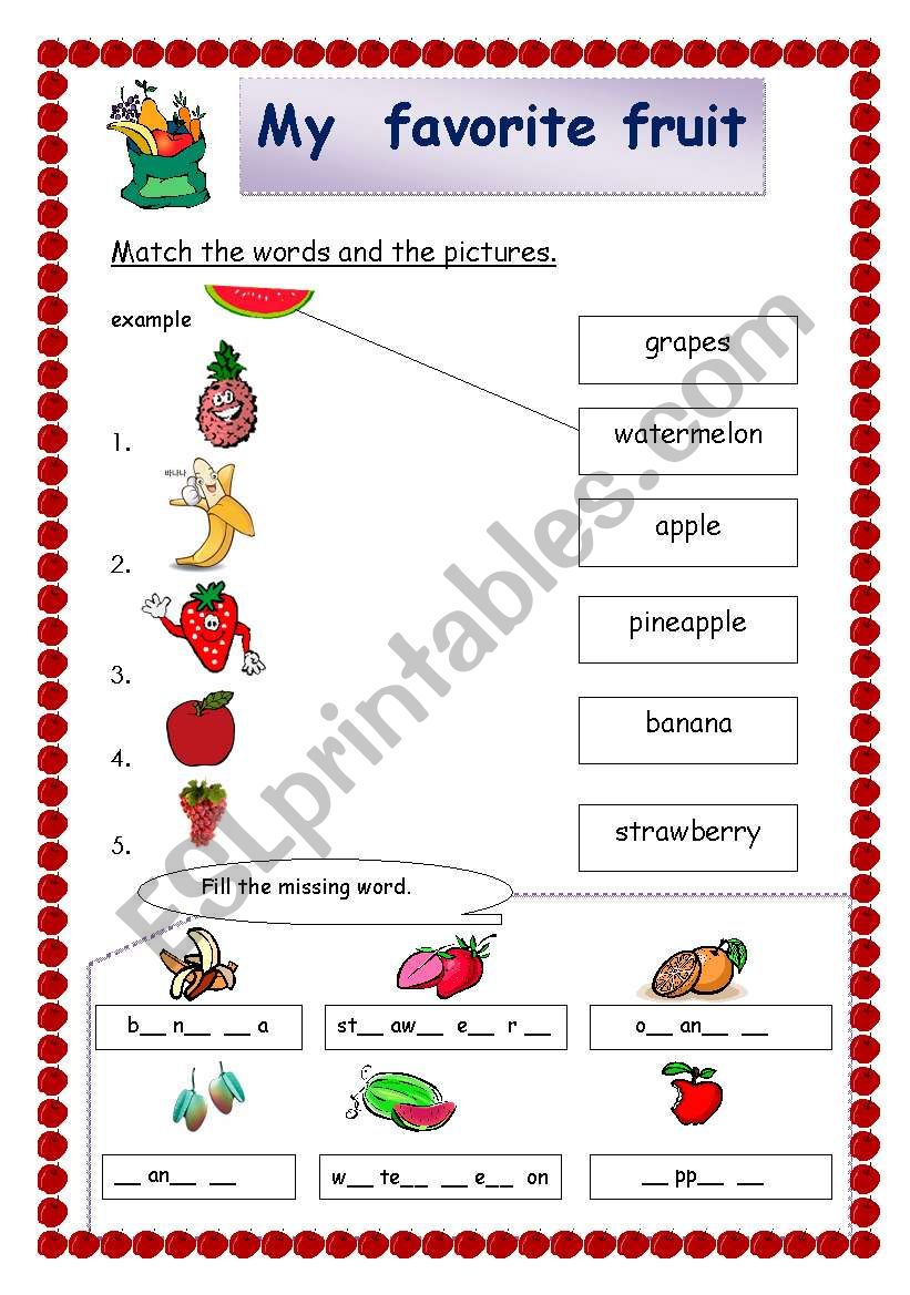 My favorite fruit worksheet
