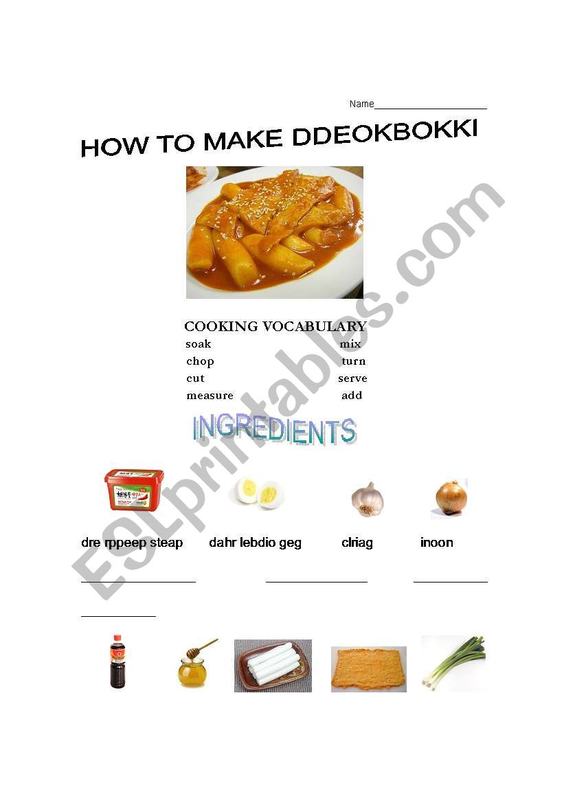 how to make ddeokbokki worksheet