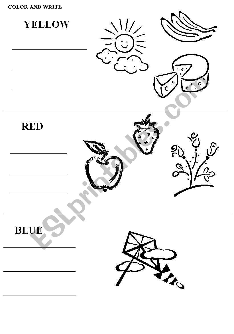 COLOR AND WRITE worksheet