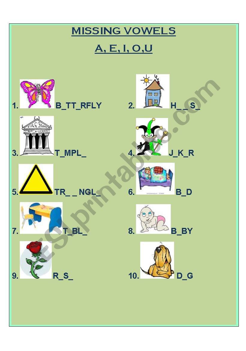 vowels worksheet