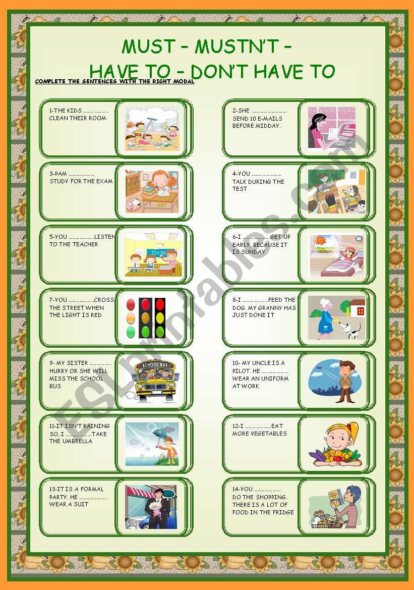 MUST-MUSTNÂ´T-HAVE TO-DONÂ´T HAVE TO