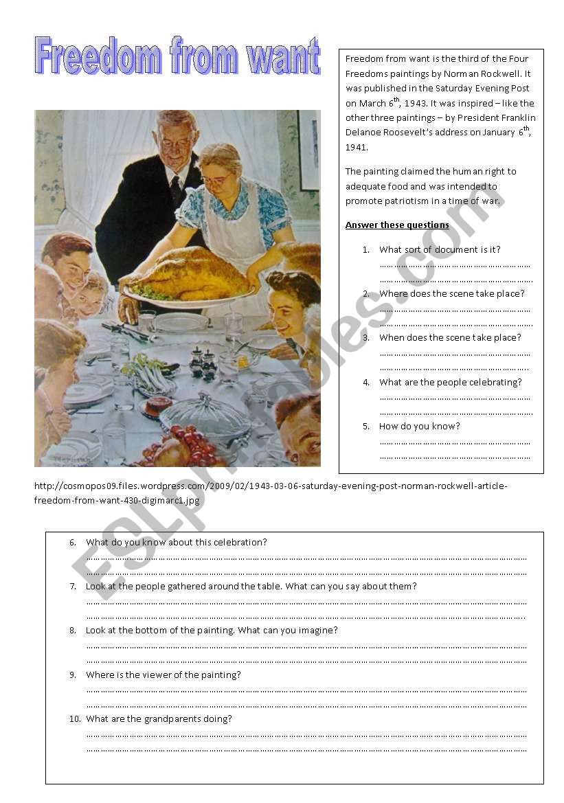 Norman RockwellÂ´s four Freedoms 2/4