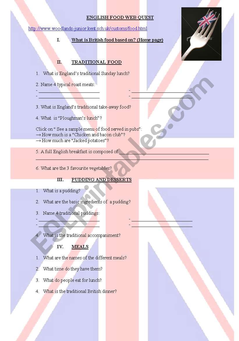 English food web quest worksheet