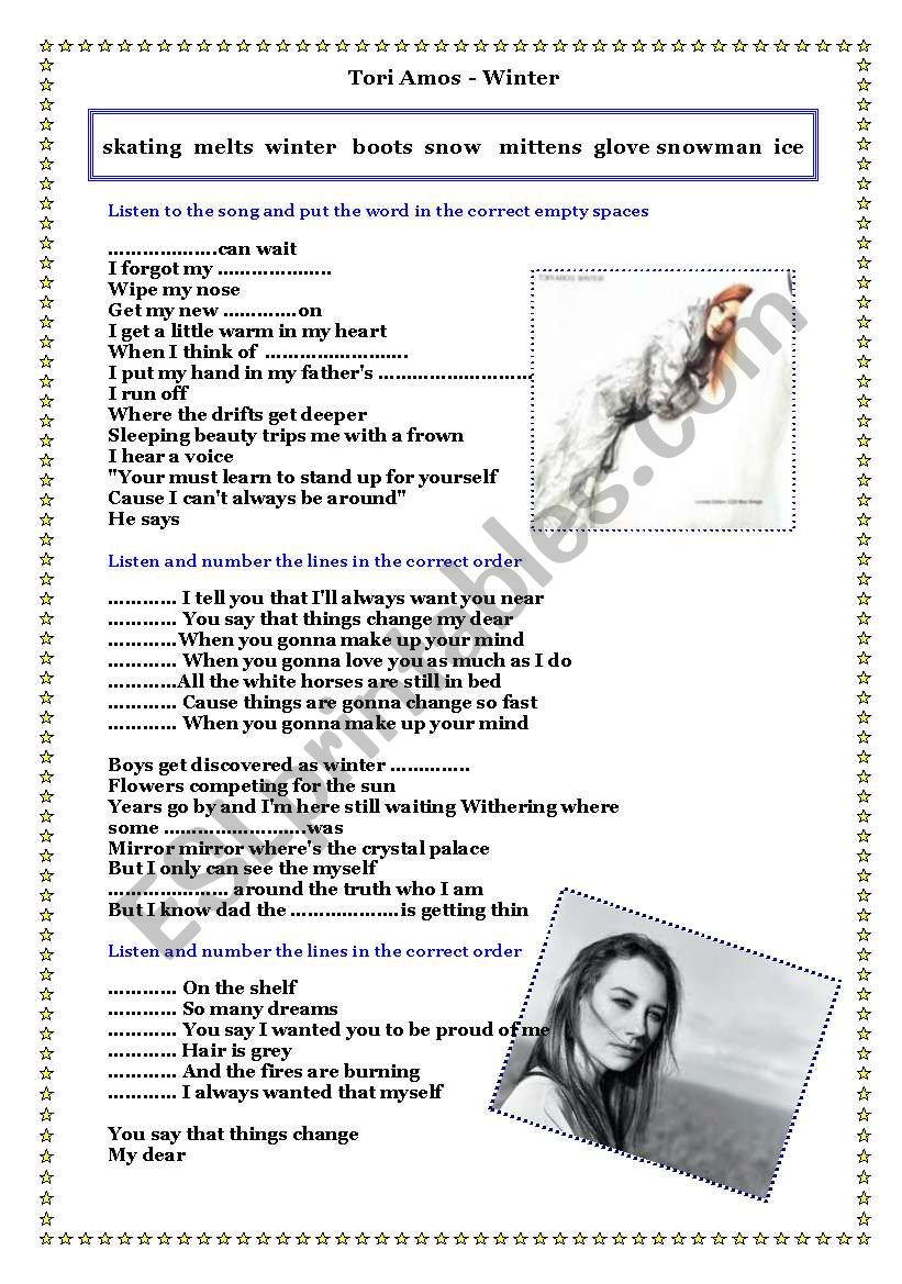Song Tori Amos Winter ( listening winter vovabulary) ESL