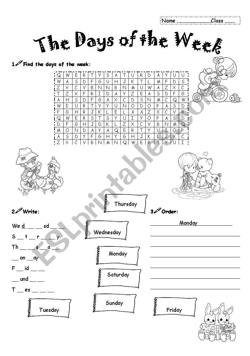 The days of the week worksheet