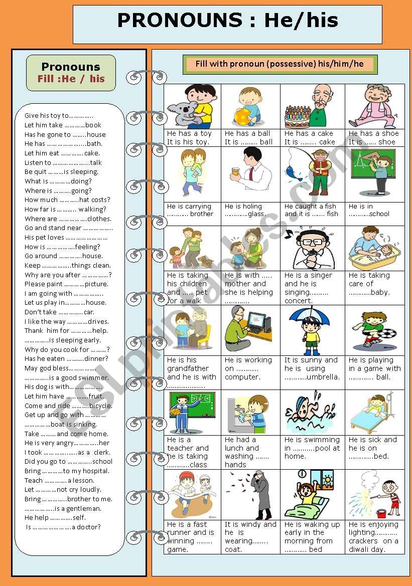 Pronouns: he/his worksheet