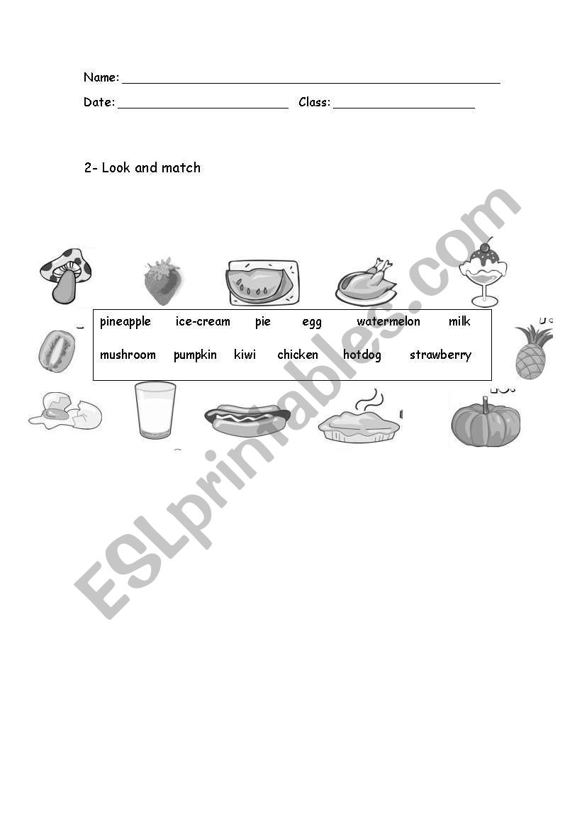 food worksheet worksheet