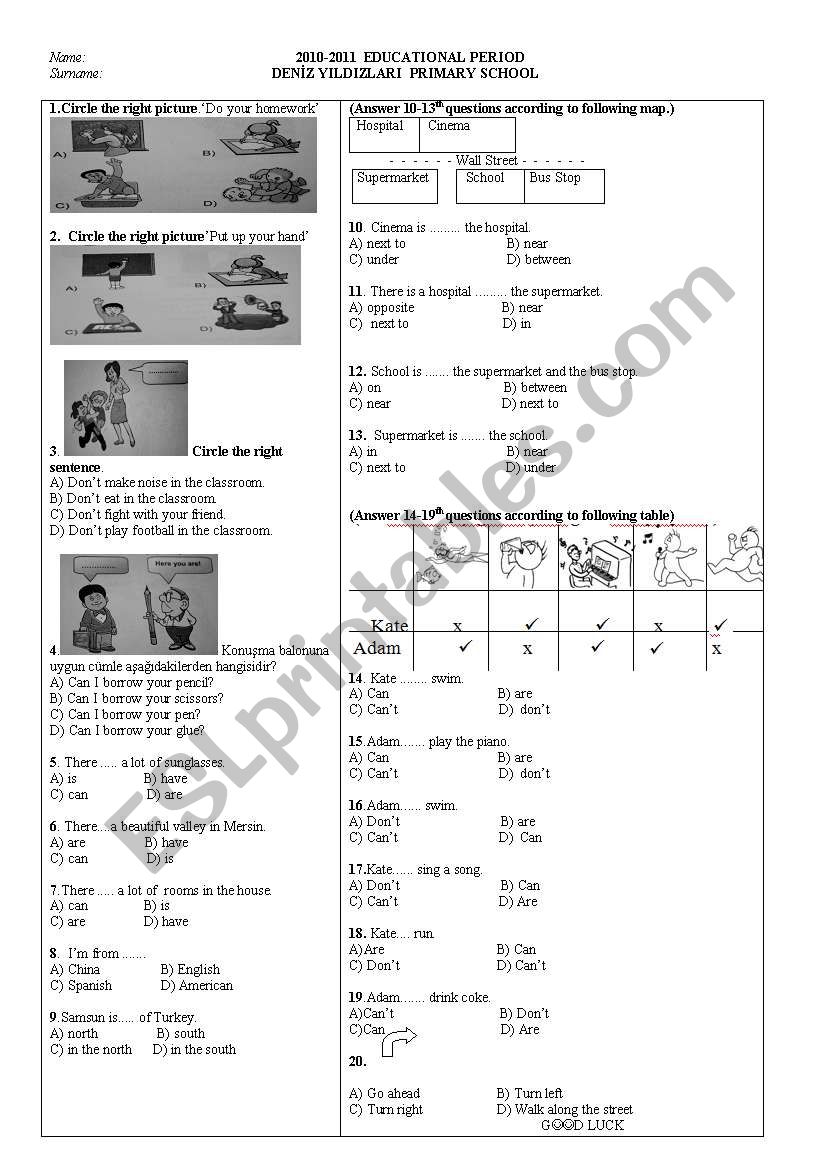 QUIZ worksheet