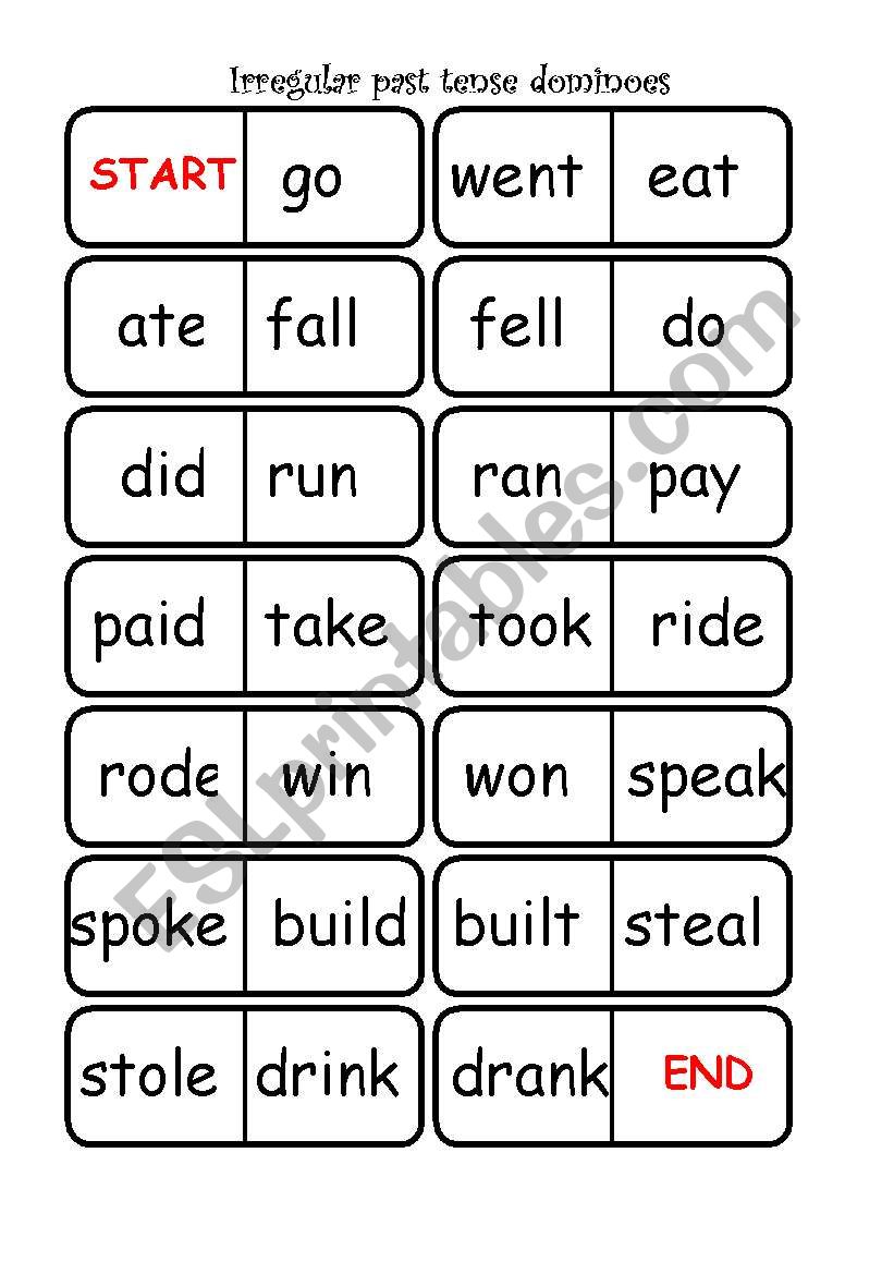 verbs dominoes worksheet