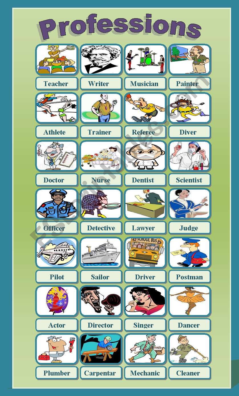 Professions Pictionary worksheet