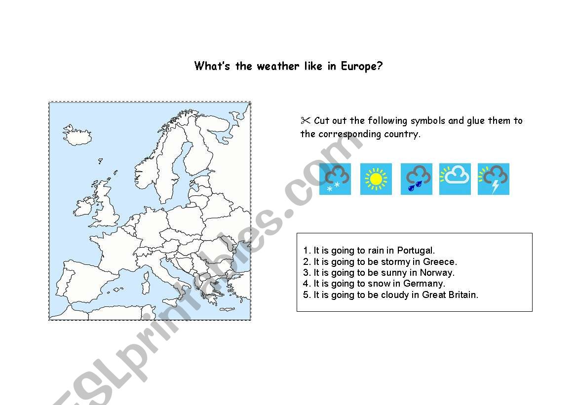 The weather in Europe worksheet