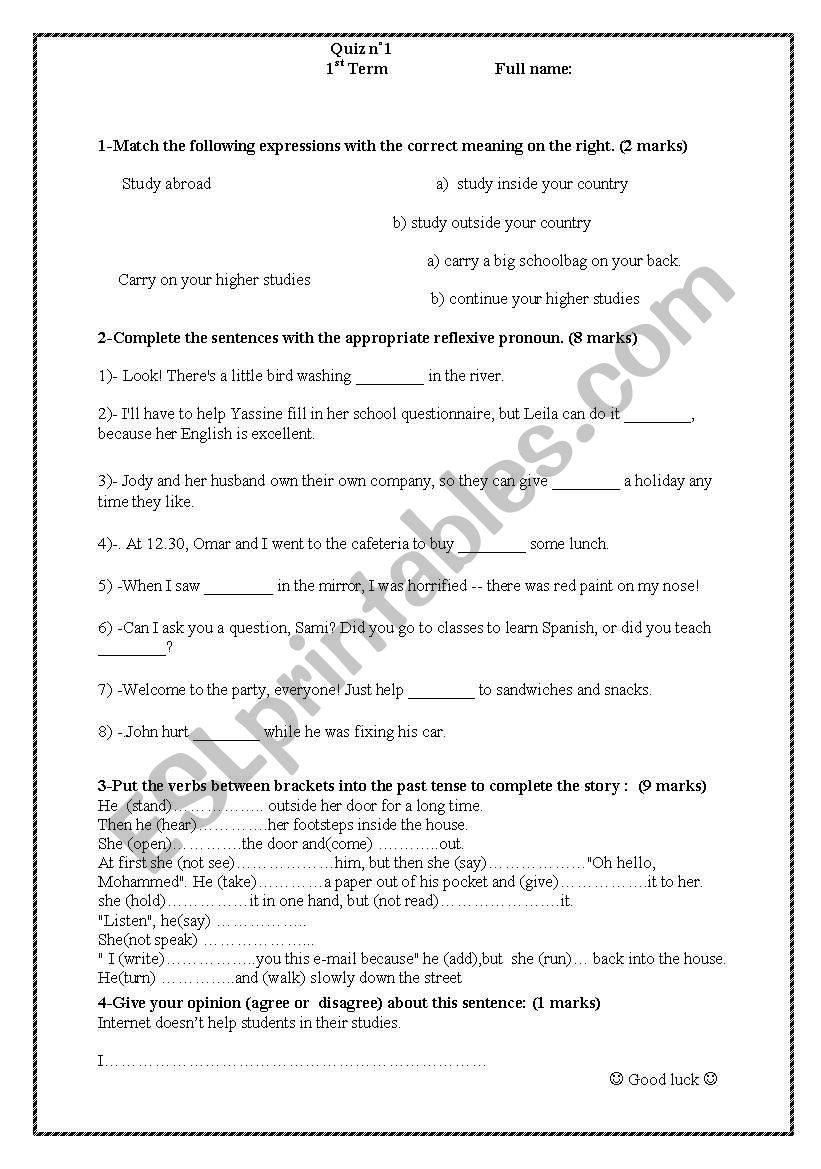 Quiz worksheet