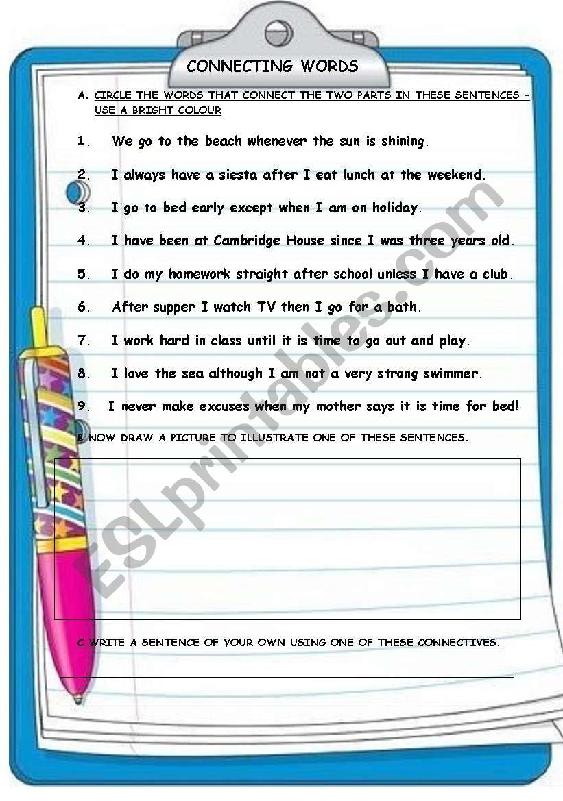 connecting-words-esl-worksheet-by-sabados