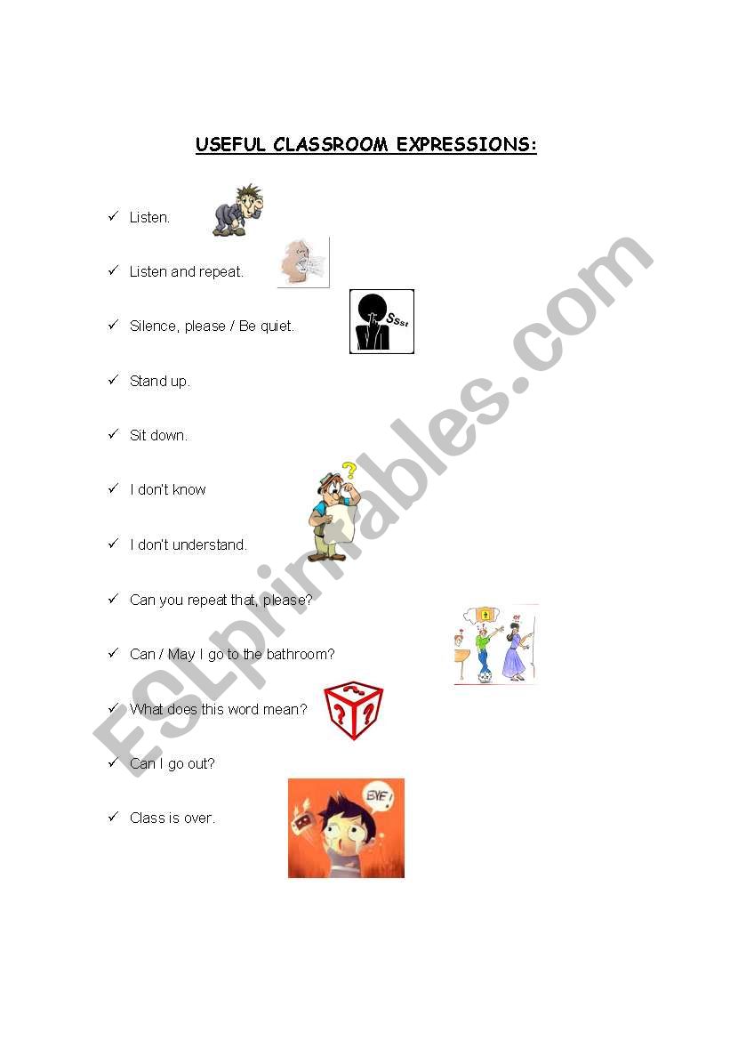 Useful Classroom Expressions worksheet
