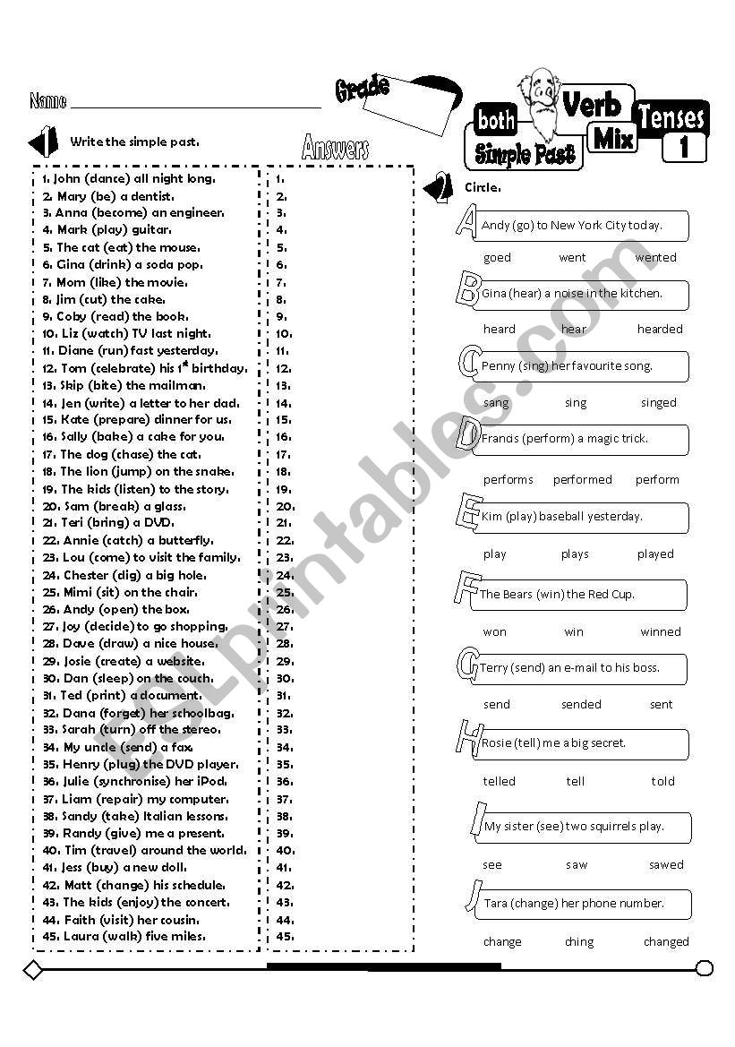 Verb Tenses Mix_01 Simple Past_Reg & Irr (Fully Editable + Key)