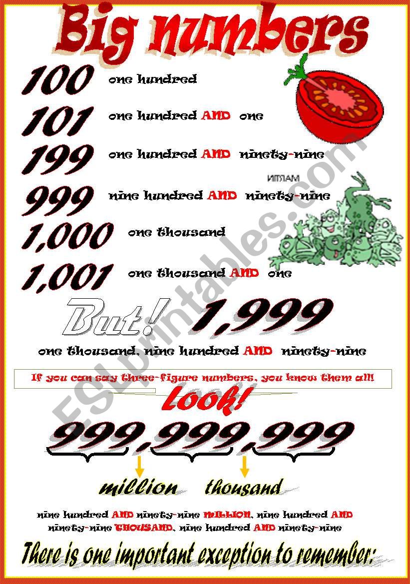 NUMBERS worksheet