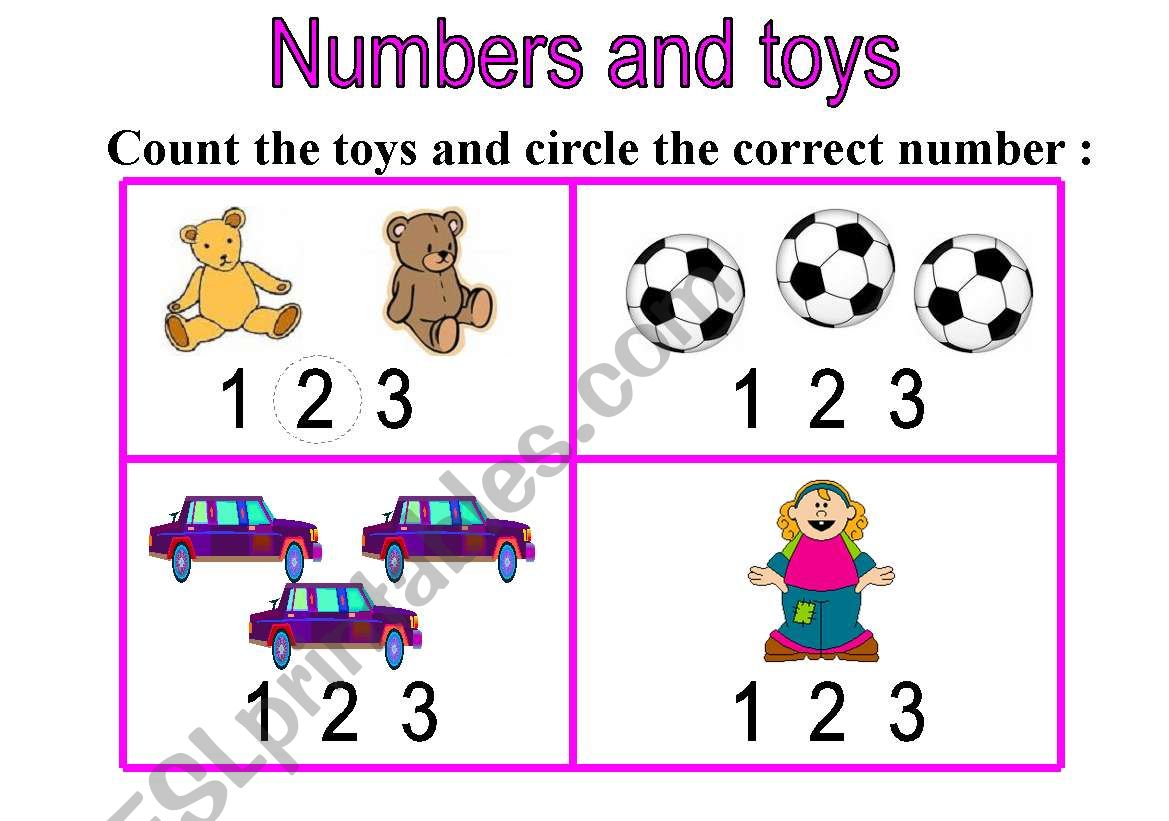 Numbers and Toys worksheet