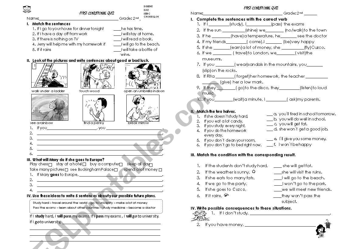 first conditional worksheet