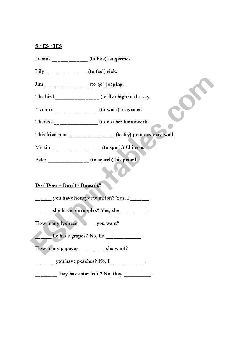 simple present worksheet