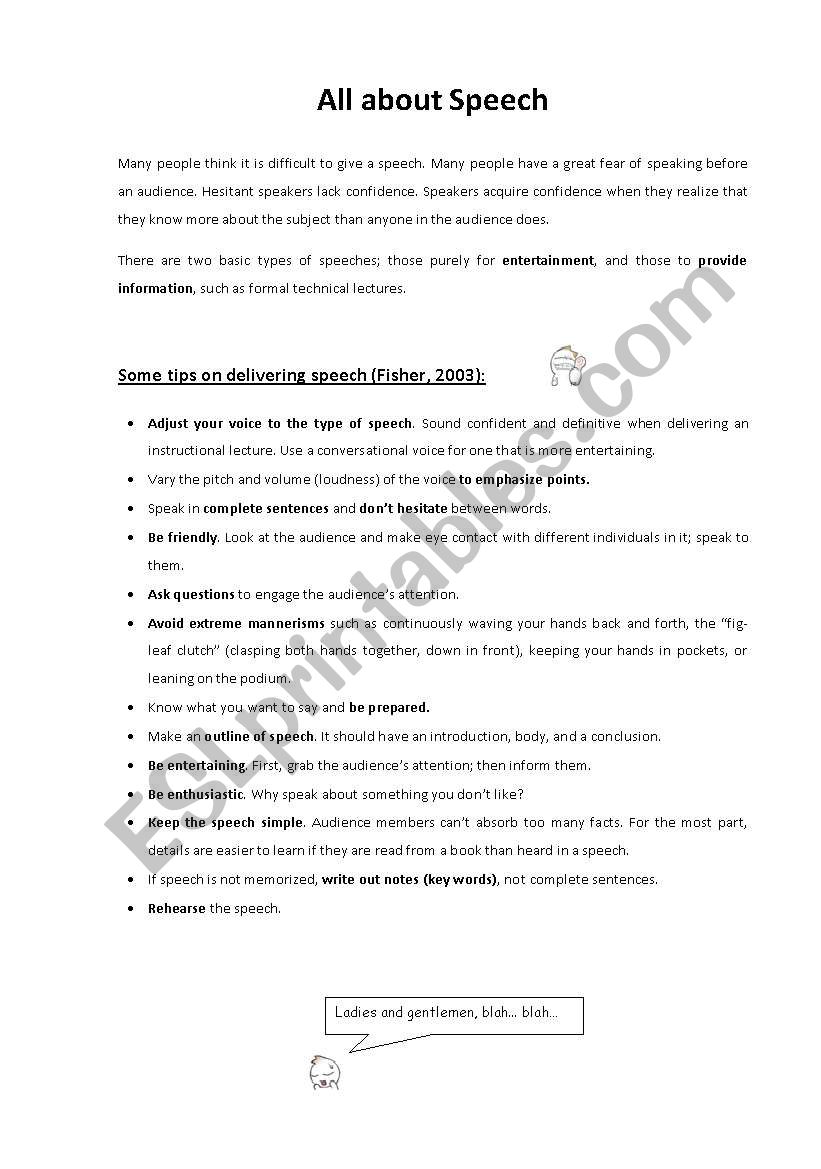 Speech worksheet