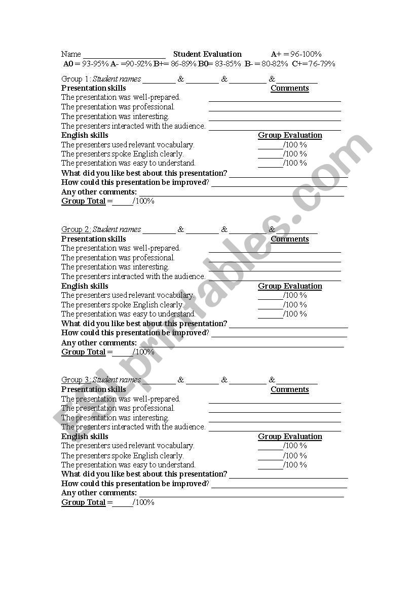 Peer-Evaluation Sheet worksheet