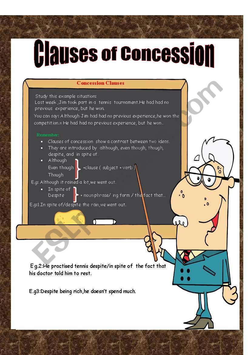 Expressing Concession:Although /Though &Eventhough Vs Despite &In spite of