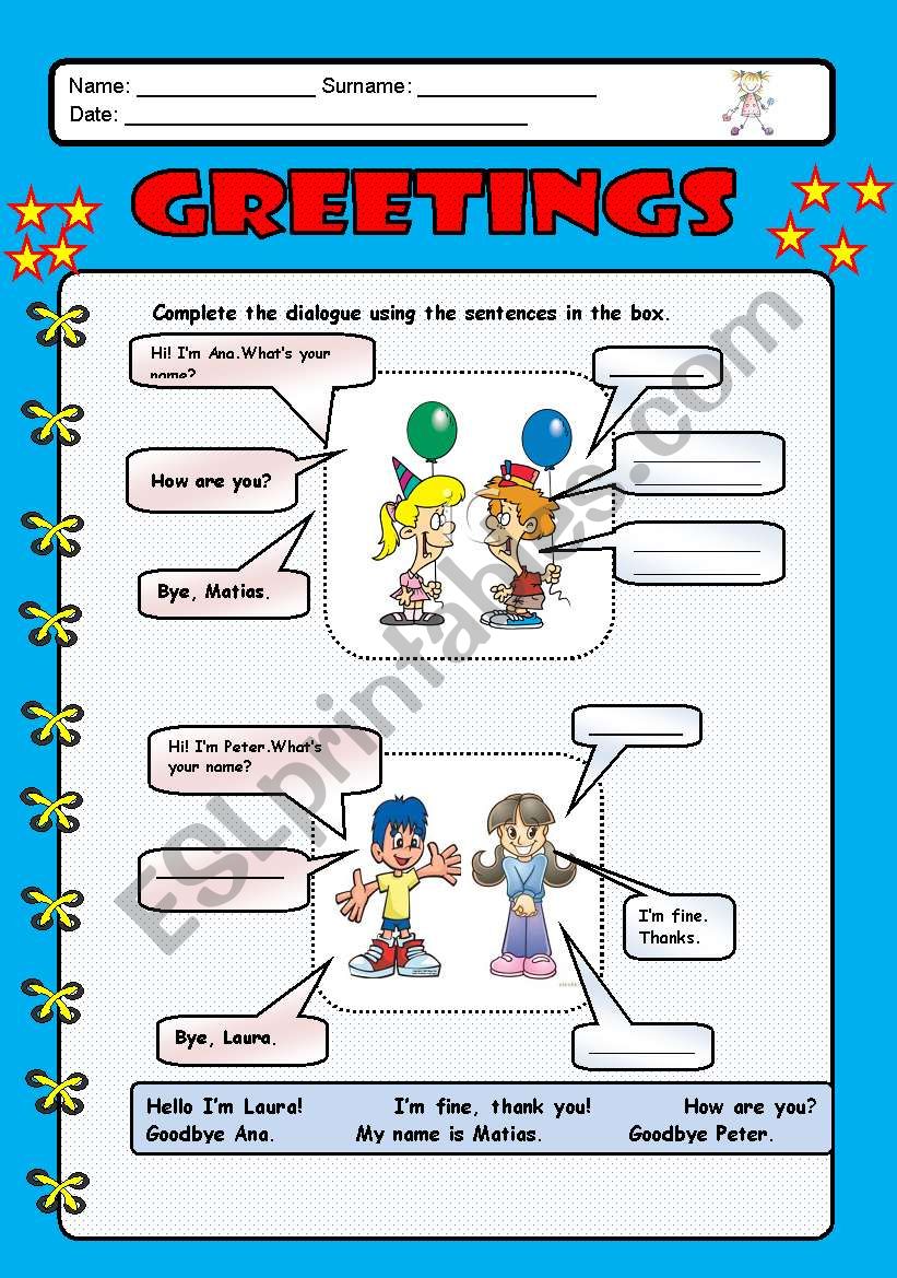 Greetings 2 worksheet