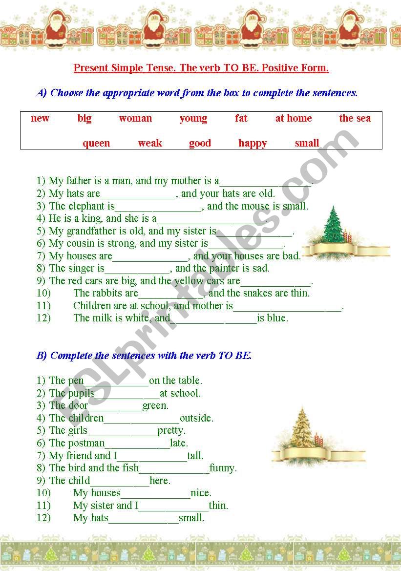 Present Simple of the verb TO BE (positive form). Vocabulary Practice.