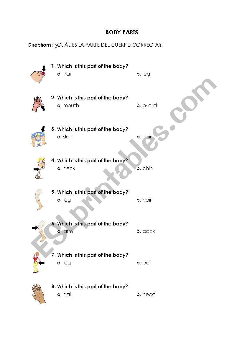 Body Parts worksheet