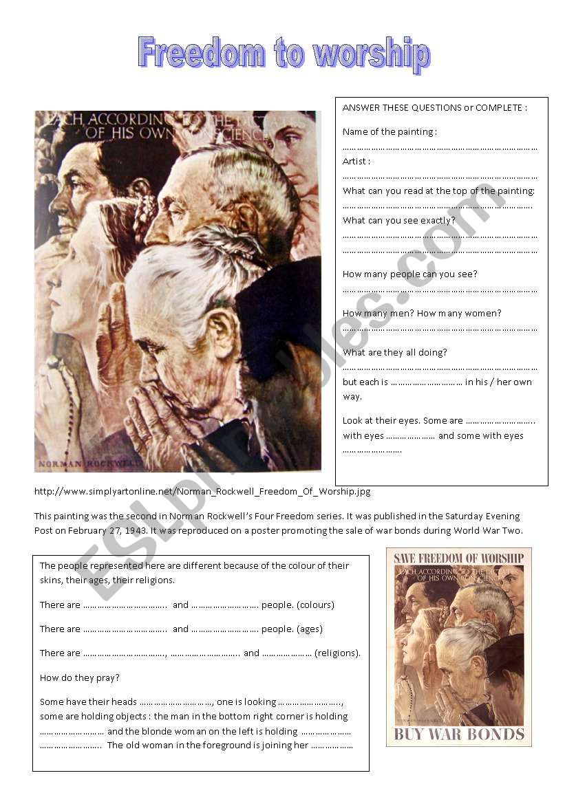 Norman Rockwell´s Four Freedoms 4/ 4 - ESL worksheet by casabanglais