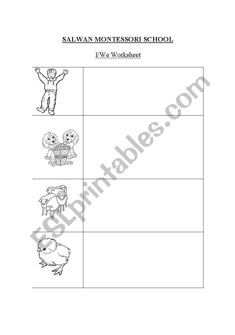 I/We worksheet for young learners