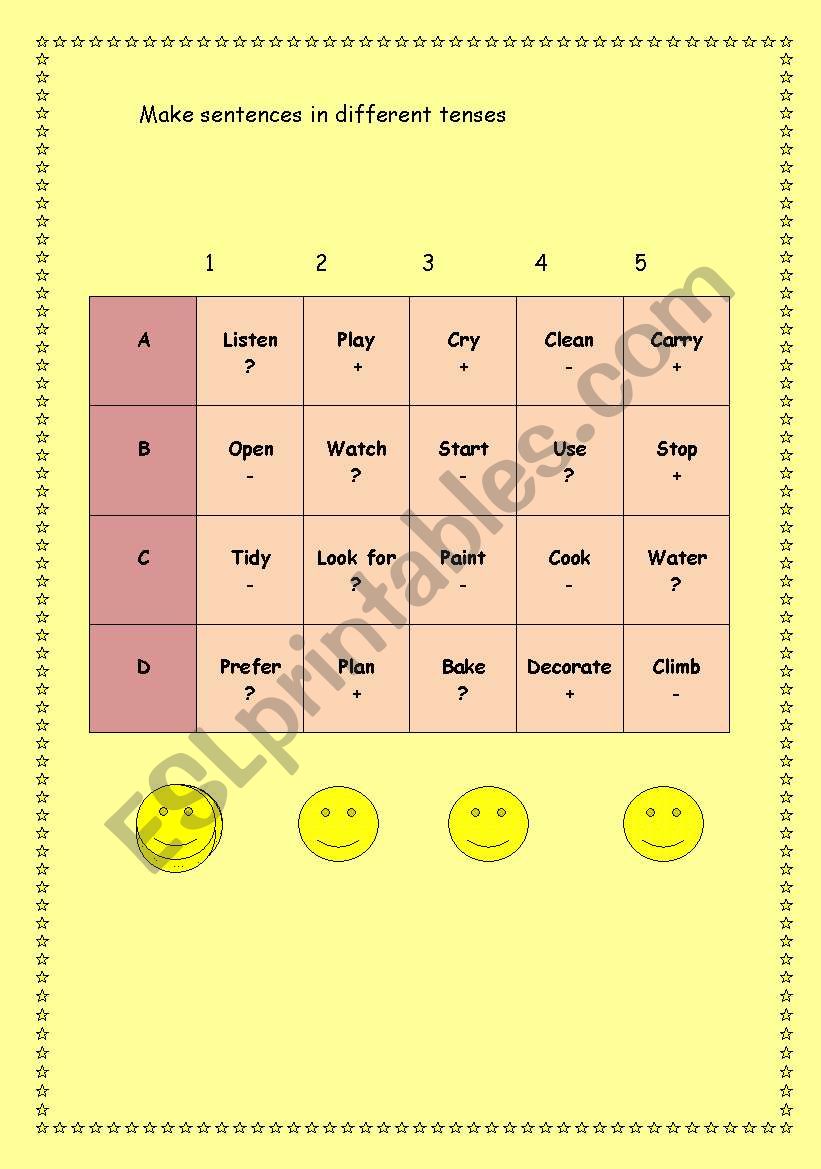 verb game worksheet