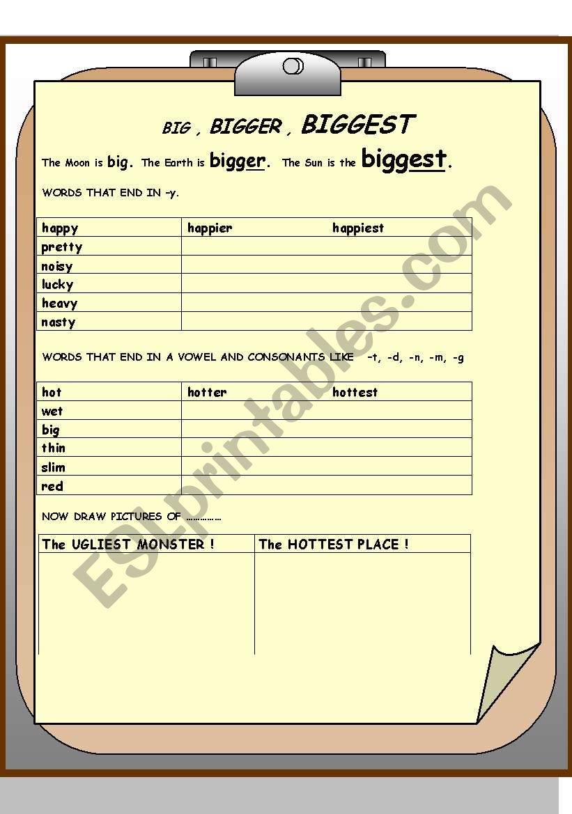 BIG , BIGGER , BIGGEST worksheet