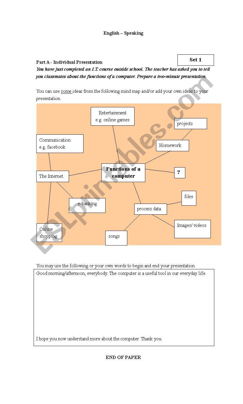 4 Individual presentation & 4 group discussion topics: 8 pages 