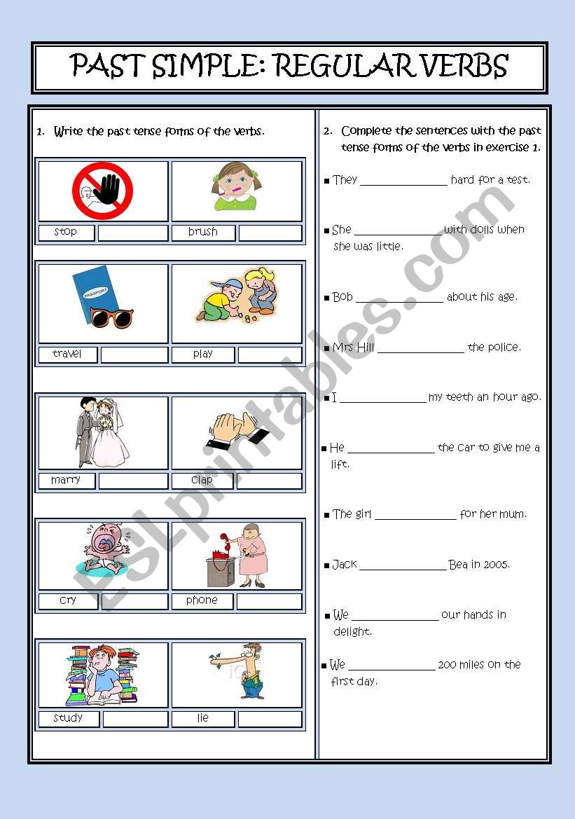 Past simple of regular verbs worksheet