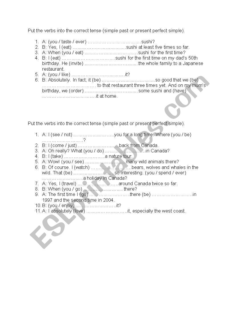 present perfect or simple past