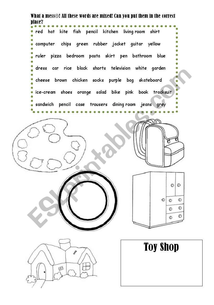 Word sorter worksheet