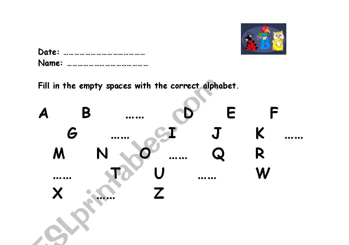 alphabet worksheet