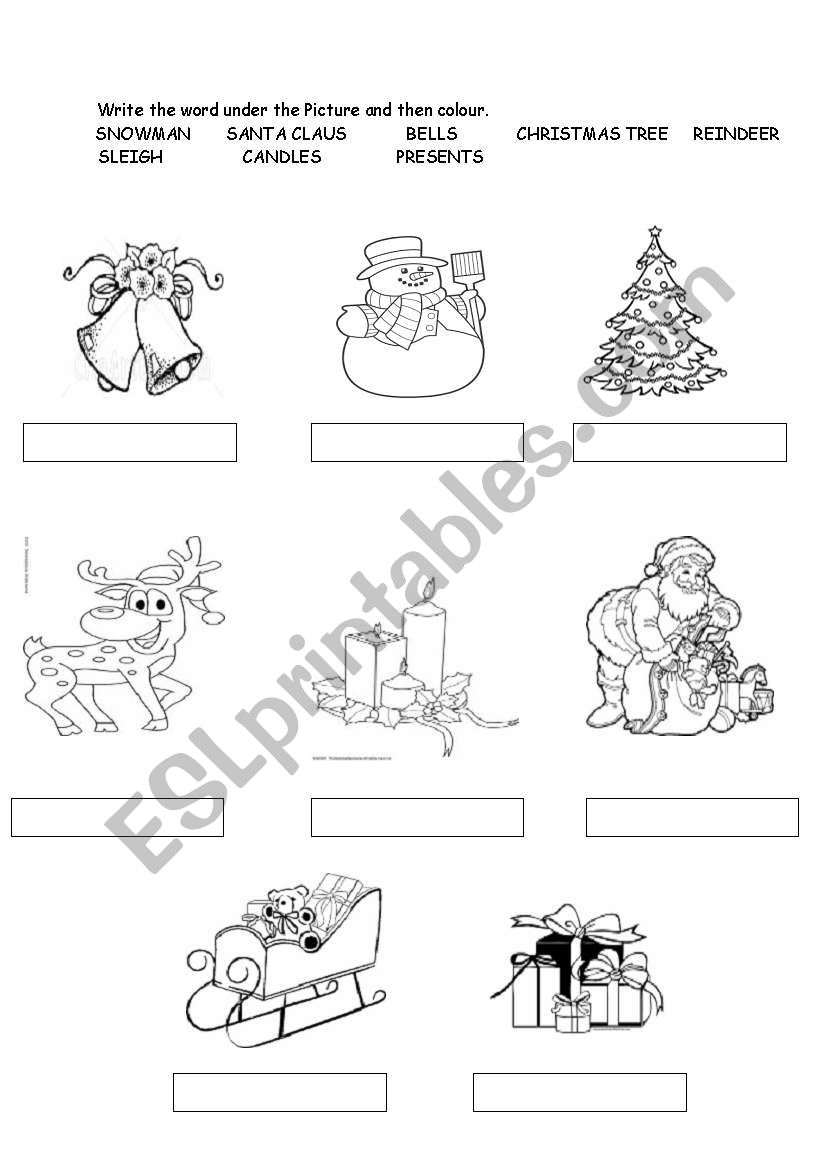 christmas vocabulary worksheet