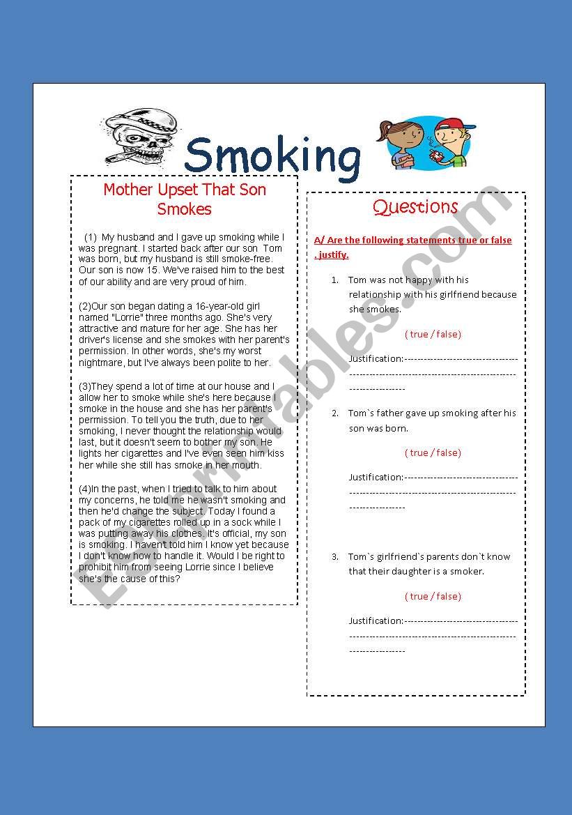 smoking worksheet