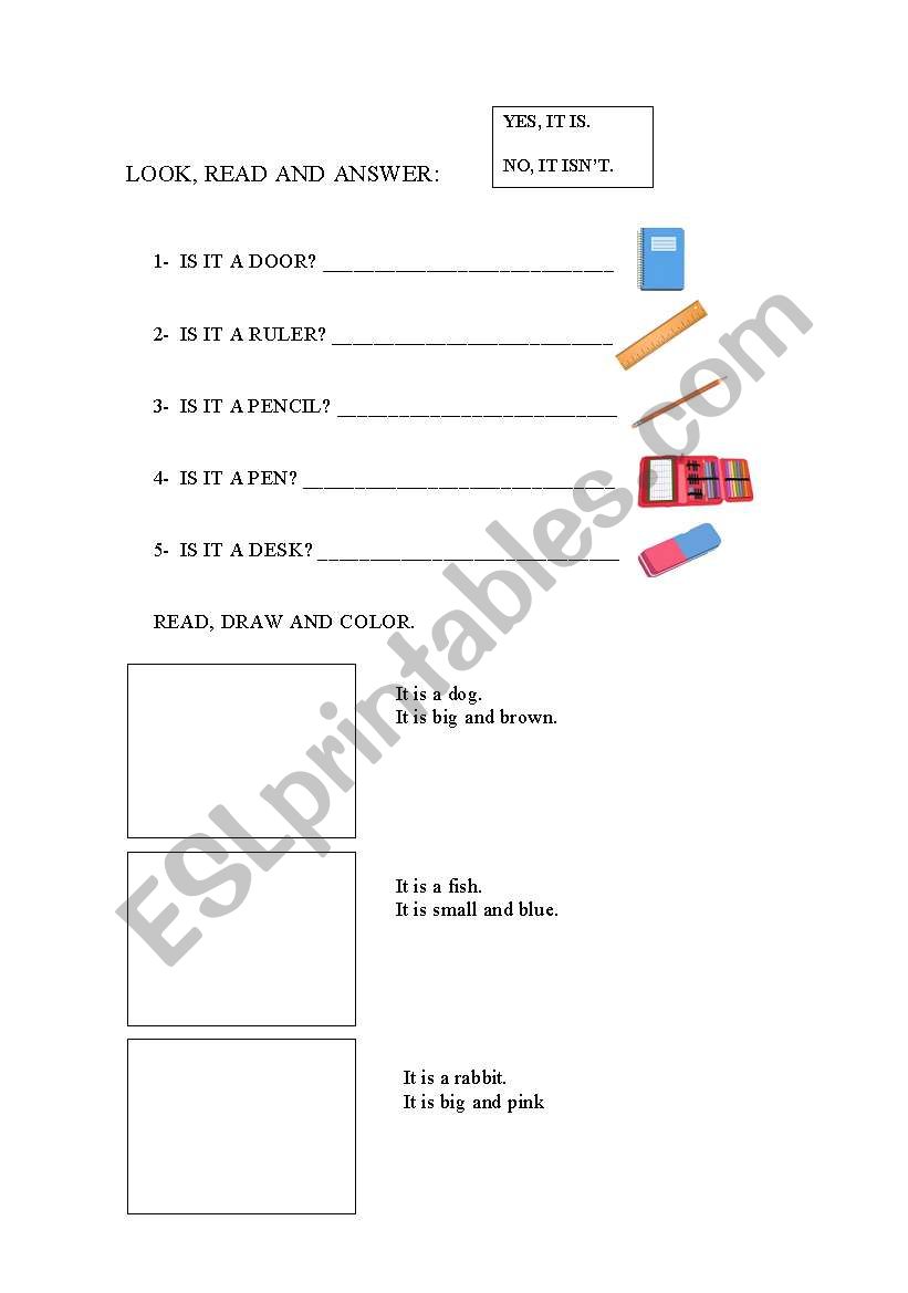 Read, draw and answer. worksheet