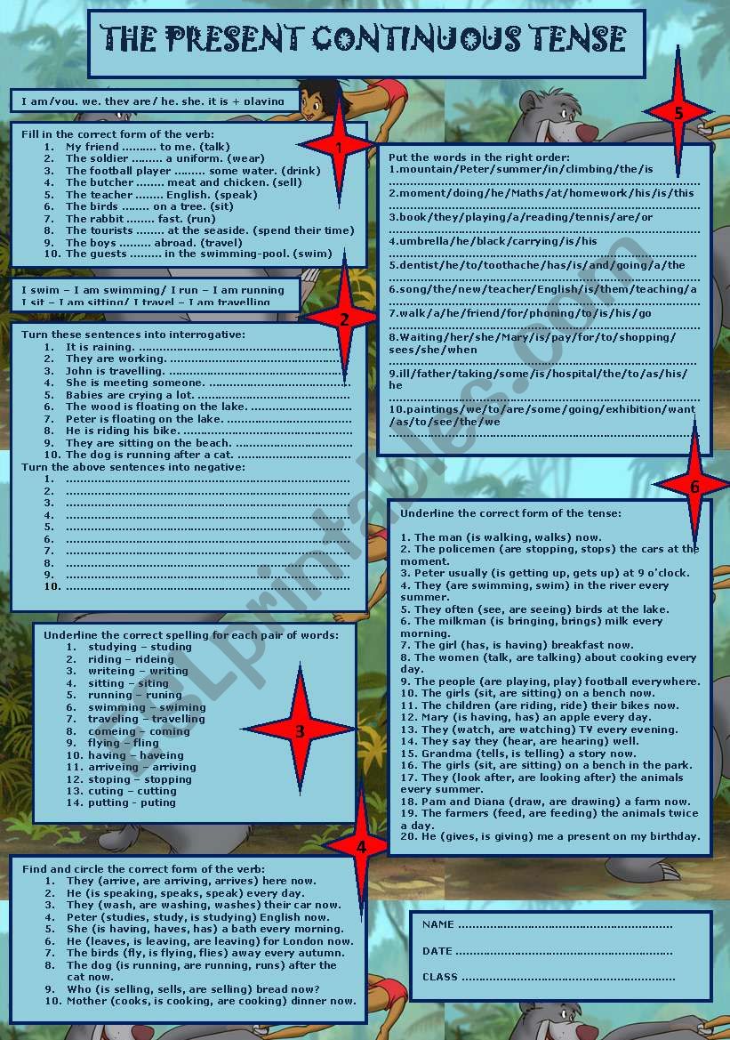 The Present Continuous Tense worksheet