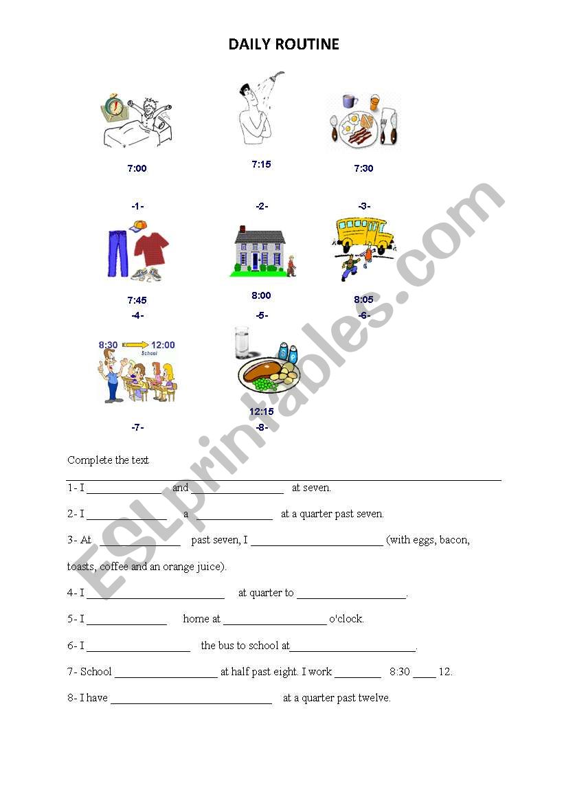 DAILY ROUTINE worksheet