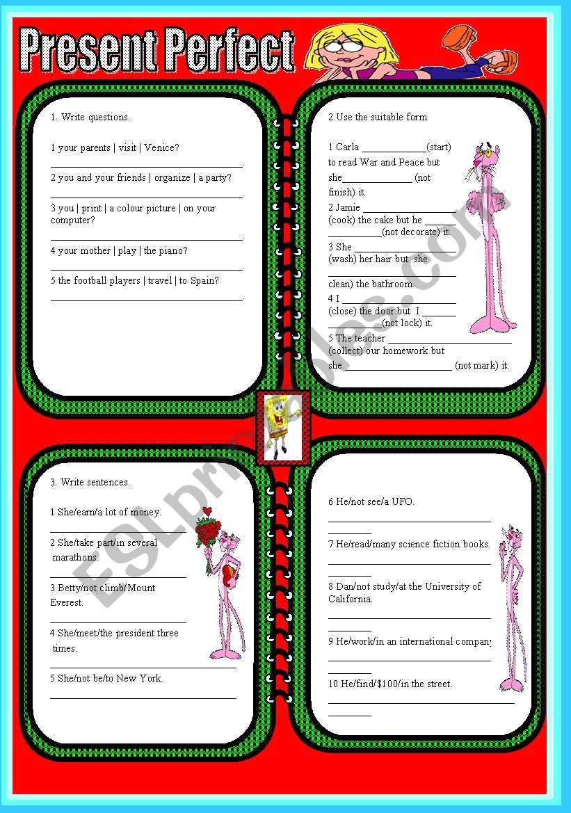 Present Perfect  ( black & white version included )